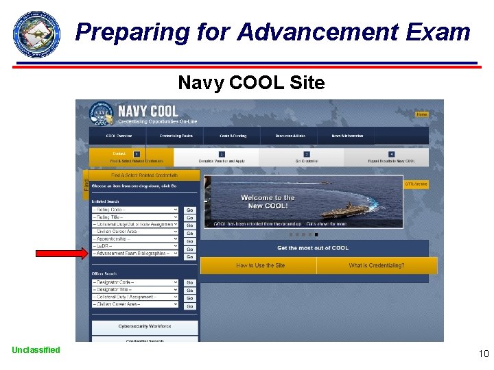 Preparing for Advancement Exam Navy COOL Site Unclassified 10 