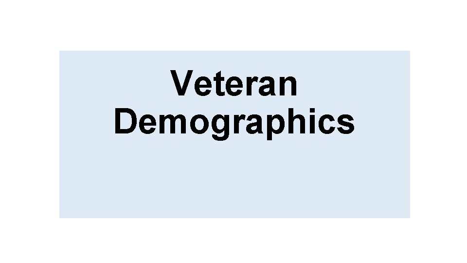 Veteran Demographics 
