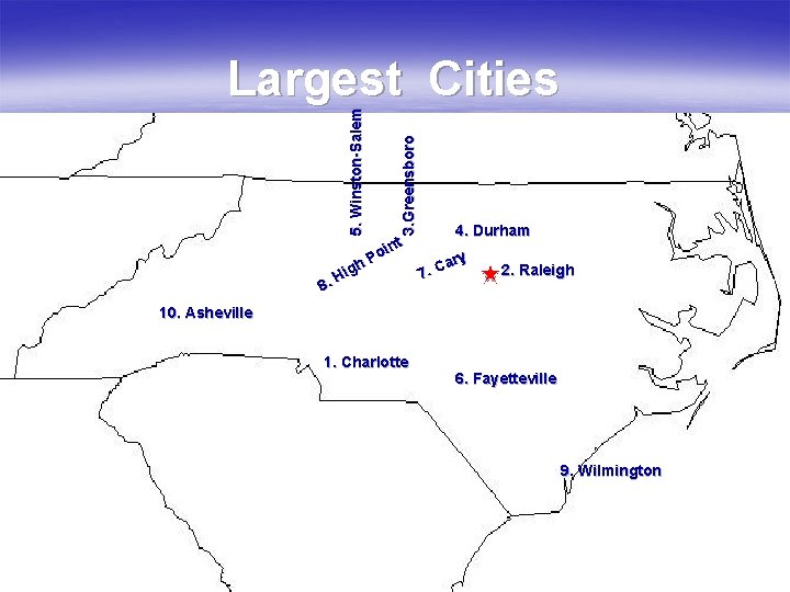 8. 3. Greensboro 5. Winston-Salem Largest Cities int o h. P g i H