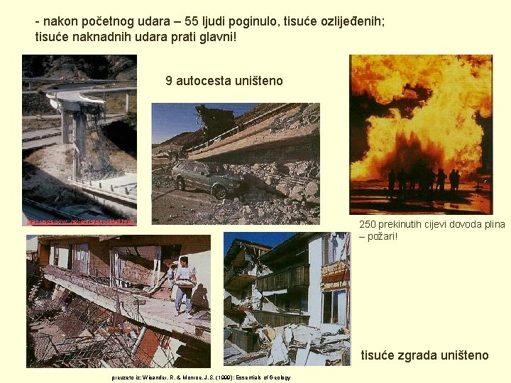 - nakon početnog udara – 55 ljudi poginulo, tisuće ozlijeđenih; tisuće naknadnih udara prati