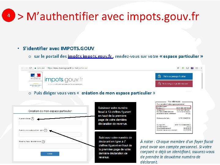 4 > M’authentifier avec impots. gouv. fr • S’identifier avec IMPOTS. GOUV o sur