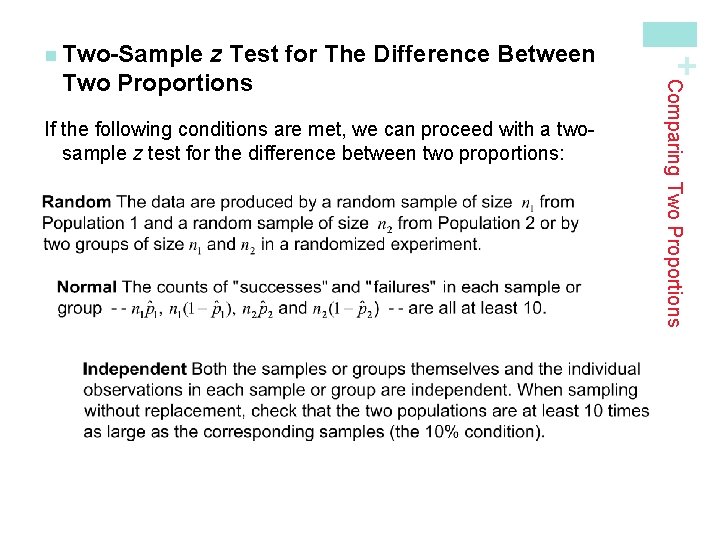 If the following conditions are met, we can proceed with a twosample z test
