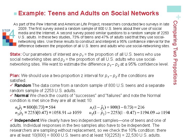 Teens and Adults on Social Networks State: Our parameters of interest are p 1