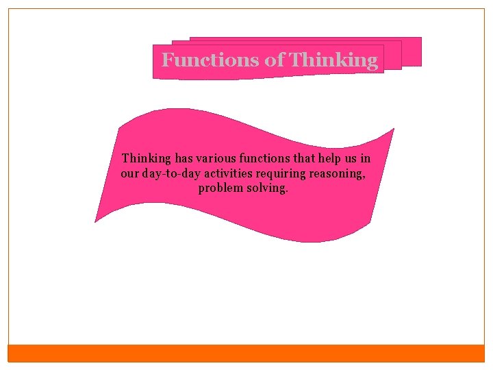 Functions of Thinking has various functions that help us in our day-to-day activities requiring Functions of Thinking has various functions that help us in our day-to-day activities requiring