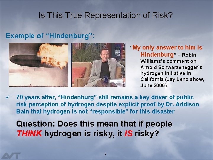 Is This True Representation of Risk? Example of “Hindenburg”: “My only answer to him