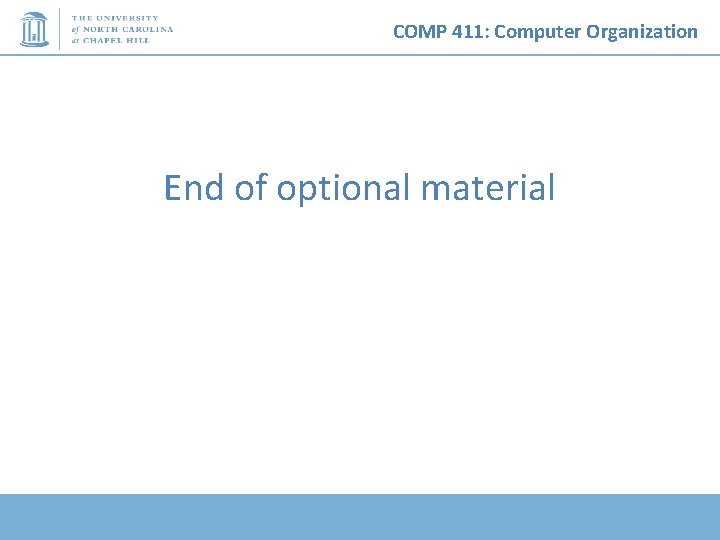 COMP 411: Computer Organization End of optional material 