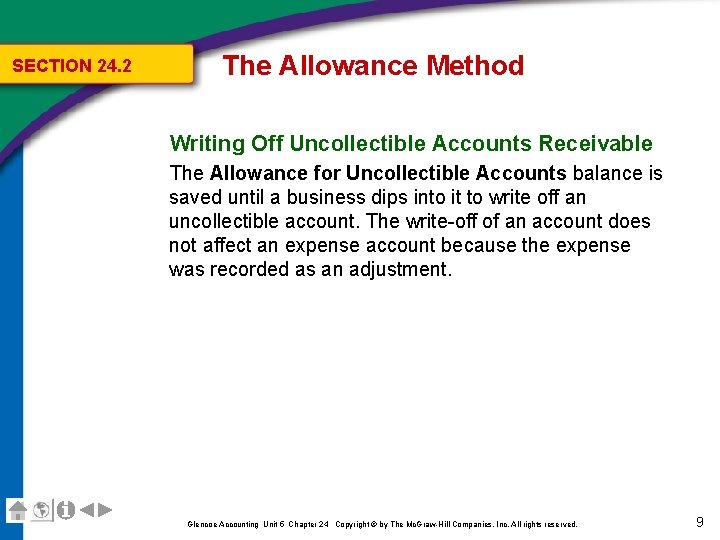 SECTION 24. 2 The Allowance Method Writing Off Uncollectible Accounts Receivable The Allowance for