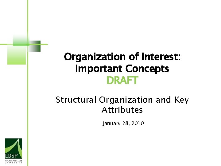 Organization of Interest: Important Concepts DRAFT Structural Organization and Key Attributes January 28, 2010