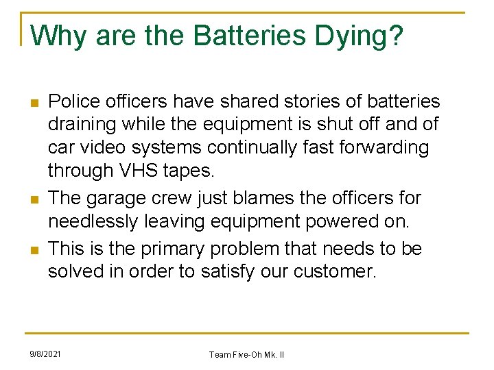 Police Car Battery Load Management Team FiveOh Mk