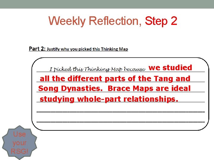 Weekly Reflection, Step 2 we studied all the different parts of the Tang and