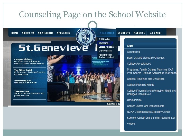 Counseling Page on the School Website 