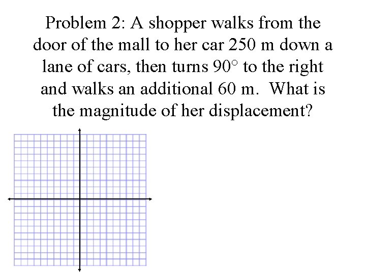 Problem 2: A shopper walks from the door of the mall to her car