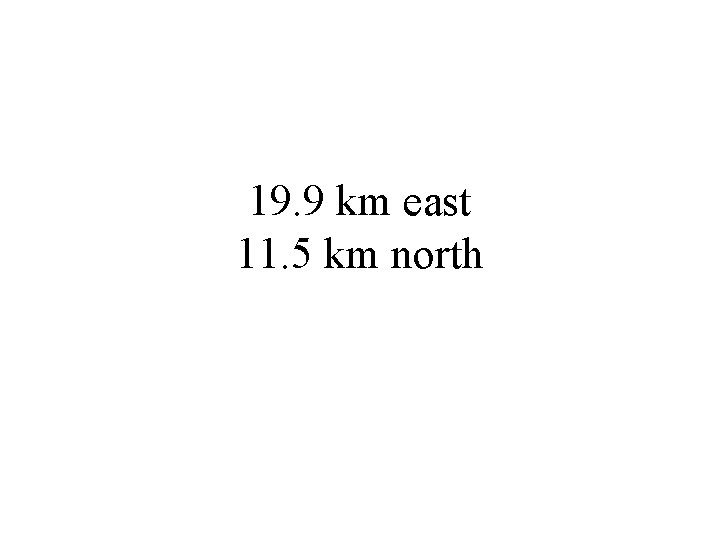 19. 9 km east 11. 5 km north 
