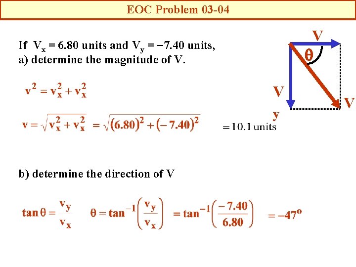 EOC Problem 03 -04 V q If Vx = 6. 80 units and Vy