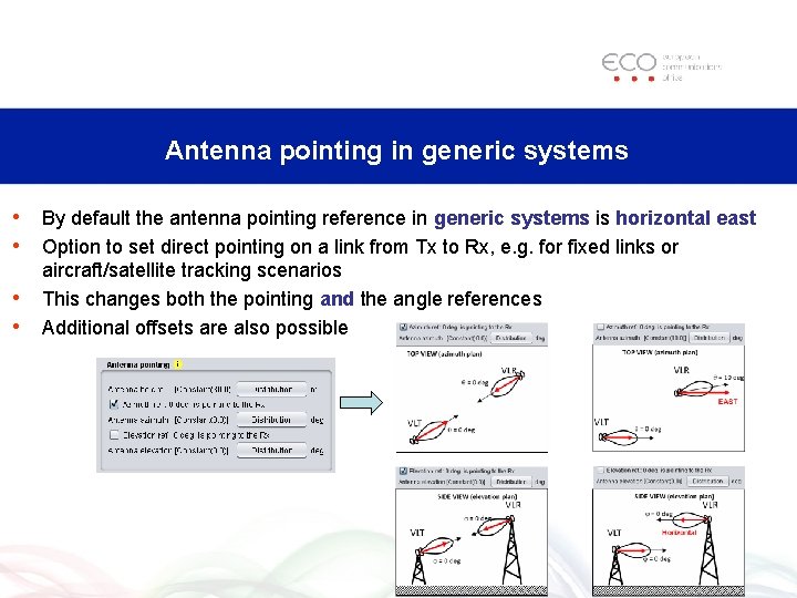 Antenna pointing in generic systems • By default the antenna pointing reference in generic