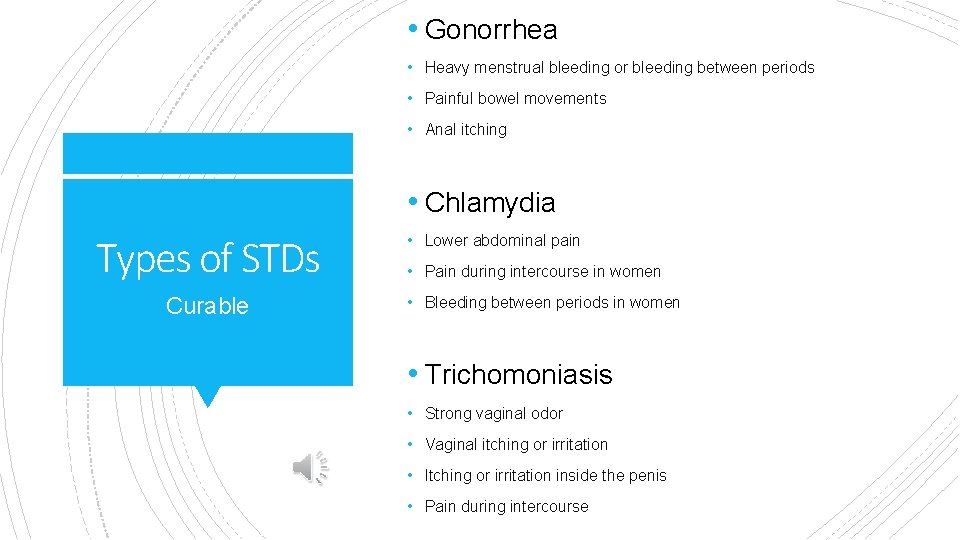  • Gonorrhea • Heavy menstrual bleeding or bleeding between periods • Painful bowel