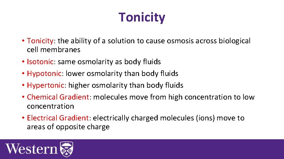 Tonicity • Tonicity: the ability of a solution to cause osmosis across biological cell