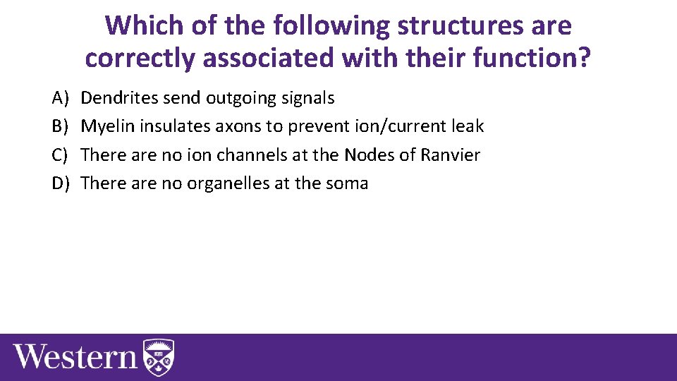 Which of the following structures are correctly associated with their function? A) B) C)