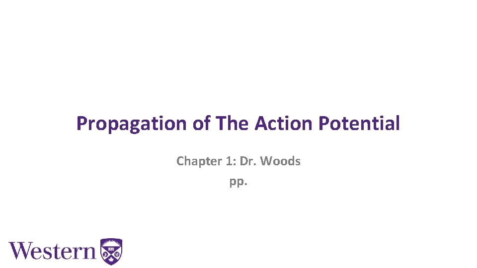 Propagation of The Action Potential Chapter 1: Dr. Woods pp. 