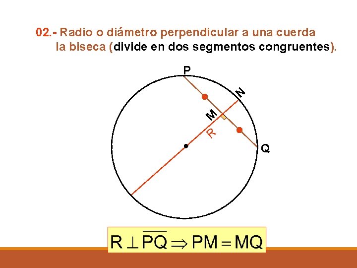 02. - Radio o diámetro perpendicular a una cuerda la biseca (divide en dos