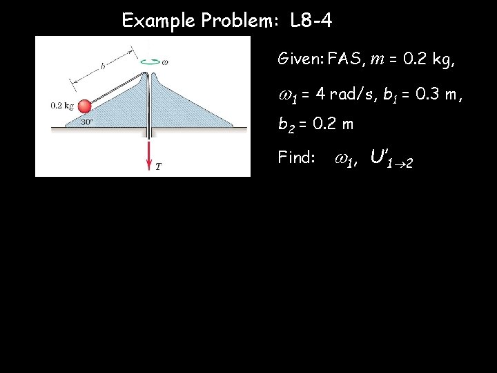Example Problem: L 8 -4 Given: FAS, m = 0. 2 kg, 1 =