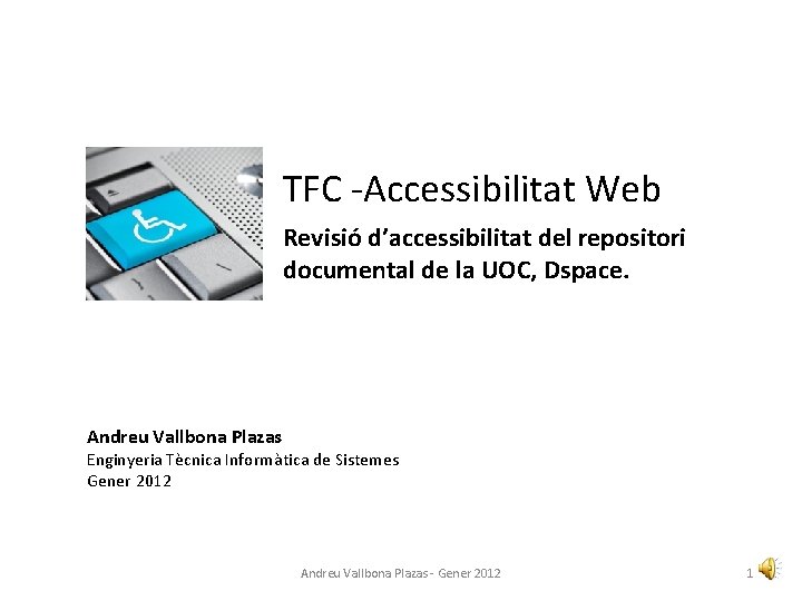 TFC -Accessibilitat Web Revisió d’accessibilitat del repositori documental de la UOC, Dspace. Andreu Vallbona