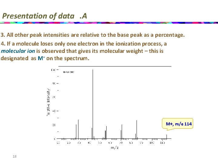 Presentation of data. A 3. All other peak intensities are relative to the base