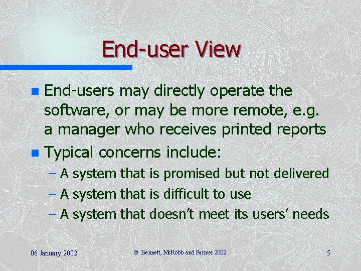 Problems in Information Systems Development Based on Chapter