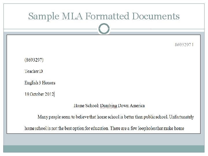 Sample MLA Formatted Documents 