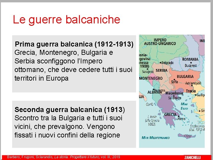 Le guerre balcaniche Prima guerra balcanica (1912 -1913) Grecia, Montenegro, Bulgaria e Serbia sconfiggono