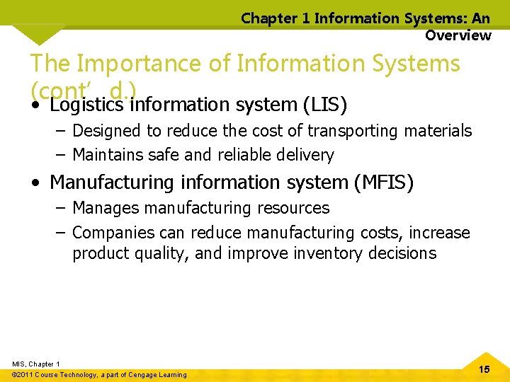 Chapter 1 Information Systems: An Overview The Importance of Information Systems (cont’d. ) •