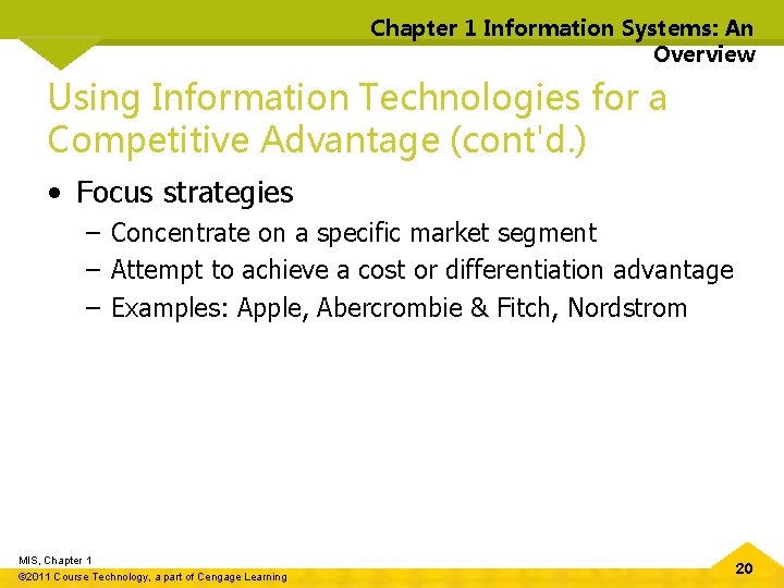 Chapter 1 Information Systems: An Overview Using Information Technologies for a Competitive Advantage (cont'd.