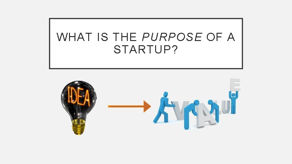 WHAT IS THE PURPOSE OF A STARTUP? 