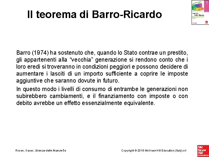 Il teorema di Barro-Ricardo Barro (1974) ha sostenuto che, quando lo Stato contrae un