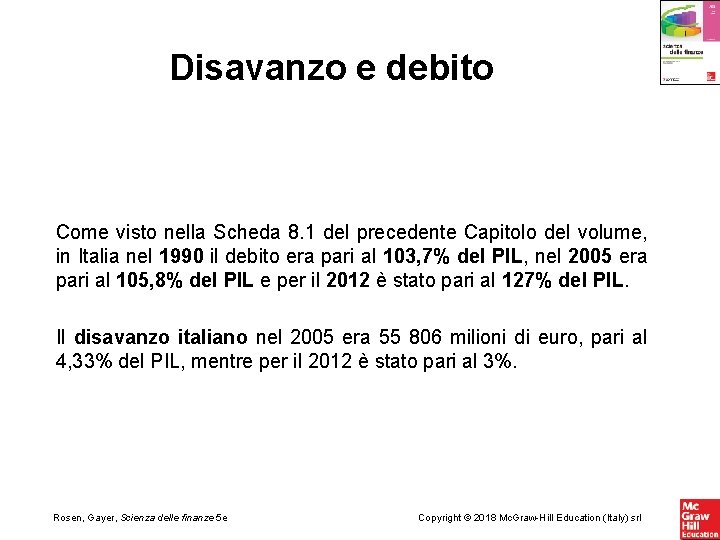 Disavanzo e debito Come visto nella Scheda 8. 1 del precedente Capitolo del volume,