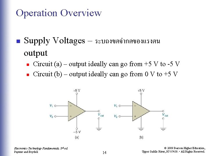 Operation Overview n Supply Voltages – ระบถงขดจำกดของแรงดน output n n Circuit (a) – output Operation Overview n Supply Voltages – ระบถงขดจำกดของแรงดน output n n Circuit (a) – output
