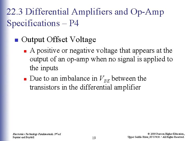22. 3 Differential Amplifiers and Op-Amp Specifications – P 4 n Output Offset Voltage 22. 3 Differential Amplifiers and Op-Amp Specifications – P 4 n Output Offset Voltage