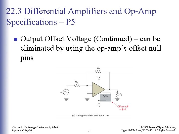 22. 3 Differential Amplifiers and Op-Amp Specifications – P 5 n Output Offset Voltage 22. 3 Differential Amplifiers and Op-Amp Specifications – P 5 n Output Offset Voltage