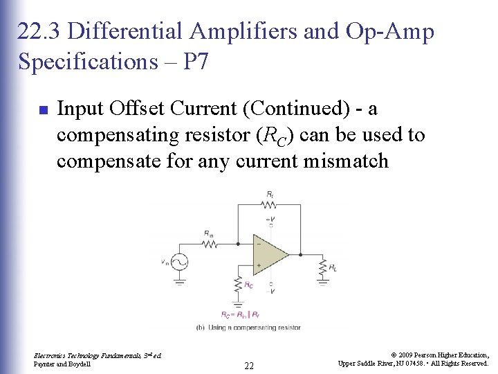 22. 3 Differential Amplifiers and Op-Amp Specifications – P 7 n Input Offset Current 22. 3 Differential Amplifiers and Op-Amp Specifications – P 7 n Input Offset Current