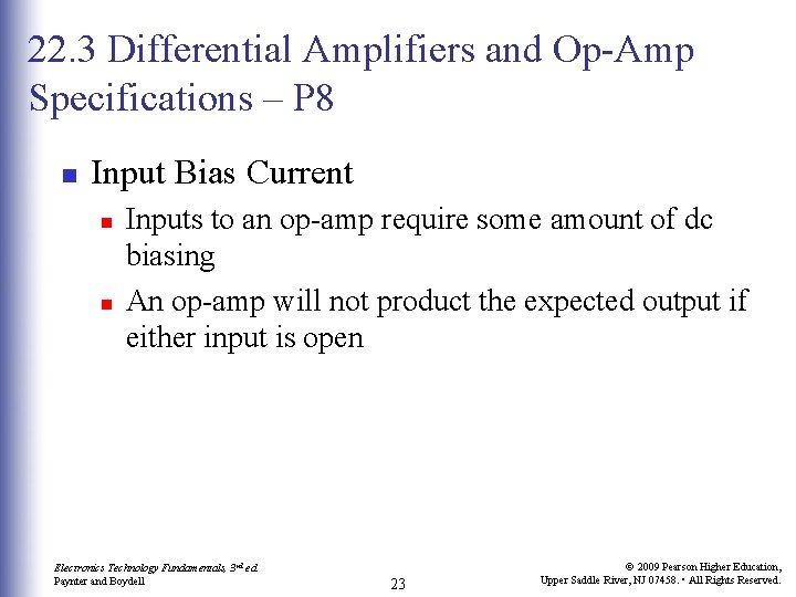 22. 3 Differential Amplifiers and Op-Amp Specifications – P 8 n Input Bias Current 22. 3 Differential Amplifiers and Op-Amp Specifications – P 8 n Input Bias Current