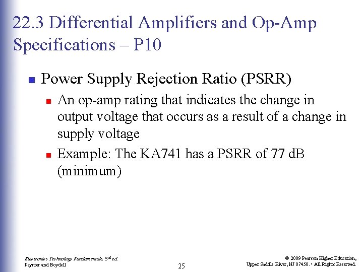 22. 3 Differential Amplifiers and Op-Amp Specifications – P 10 n Power Supply Rejection 22. 3 Differential Amplifiers and Op-Amp Specifications – P 10 n Power Supply Rejection