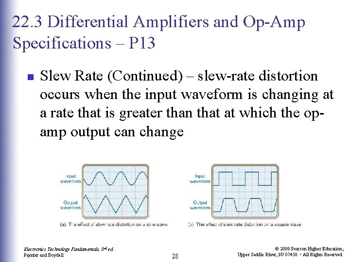 22. 3 Differential Amplifiers and Op-Amp Specifications – P 13 n Slew Rate (Continued) 22. 3 Differential Amplifiers and Op-Amp Specifications – P 13 n Slew Rate (Continued)