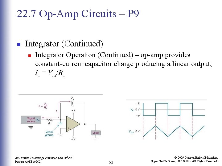 22. 7 Op-Amp Circuits – P 9 n Integrator (Continued) n Integrator Operation (Continued) 22. 7 Op-Amp Circuits – P 9 n Integrator (Continued) n Integrator Operation (Continued)