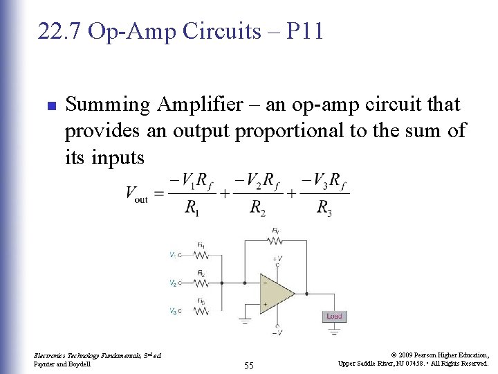 22. 7 Op-Amp Circuits – P 11 n Summing Amplifier – an op-amp circuit 22. 7 Op-Amp Circuits – P 11 n Summing Amplifier – an op-amp circuit