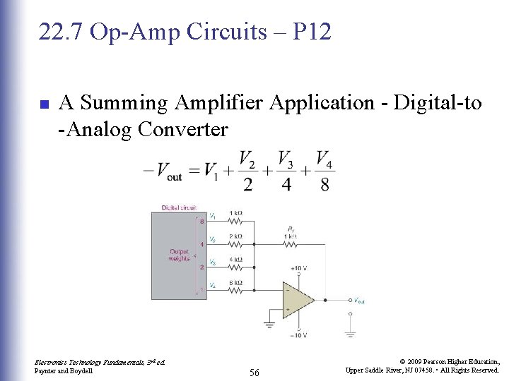 22. 7 Op-Amp Circuits – P 12 n A Summing Amplifier Application - Digital-to 22. 7 Op-Amp Circuits – P 12 n A Summing Amplifier Application - Digital-to