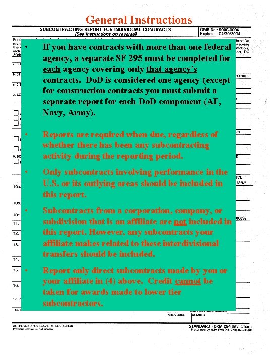 General Instructions • If you have contracts with more than one federal agency, a General Instructions • If you have contracts with more than one federal agency, a