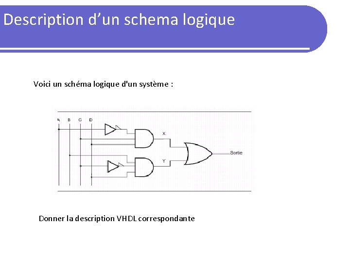 Description d’un schema logique Voici un schéma logique d'un système : Donner la description