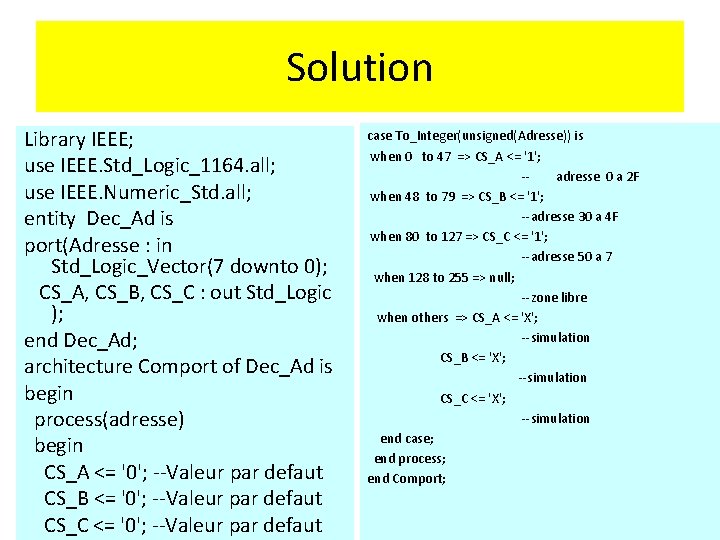 Solution Library IEEE; use IEEE. Std_Logic_1164. all; use IEEE. Numeric_Std. all; entity Dec_Ad is