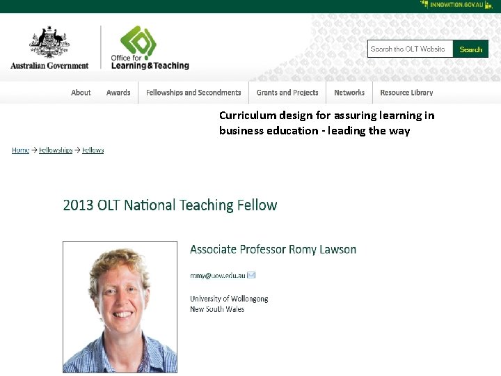 Curriculum design for assuring learning in business education - leading the way 