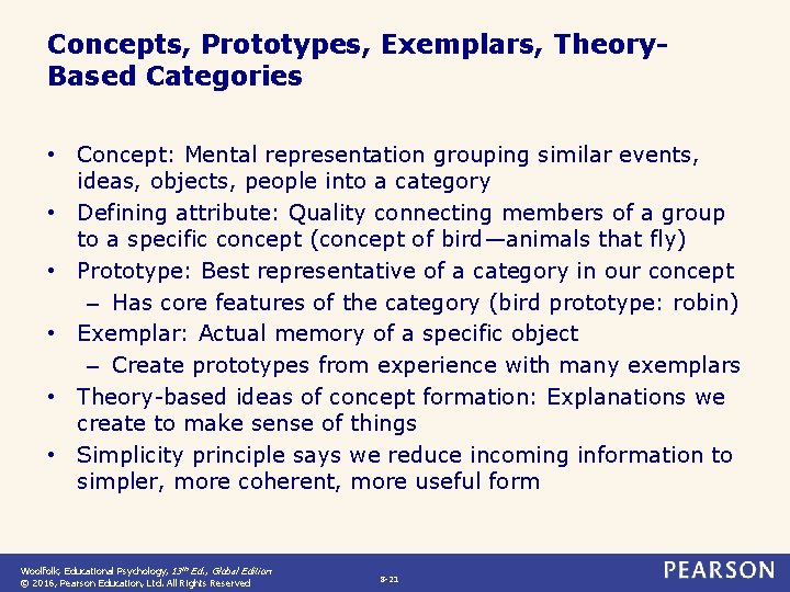 Concepts, Prototypes, Exemplars, Theory. Based Categories • Concept: Mental representation grouping similar events, ideas,